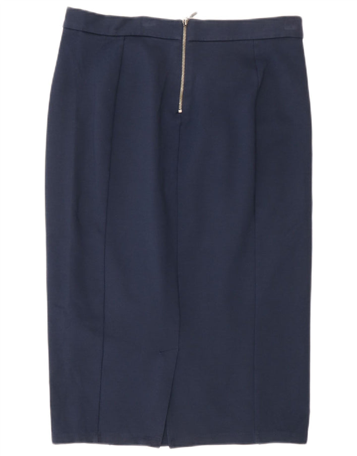 Gonna longuette da donna Marks & Spencer UK 12 media W30 blu navy poliammide