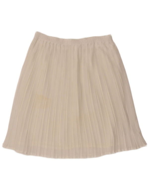 Gonna a pieghe vintage da donna W36 XL in poliestere bianco sporco