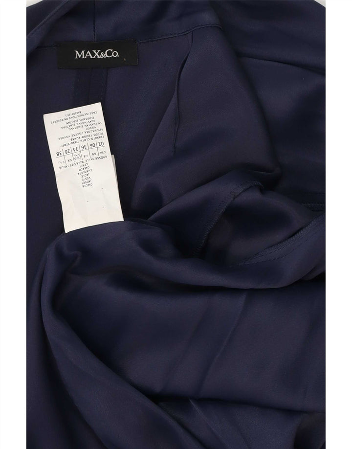 Max & Co. Giacca blazer aperta da donna con maniche a 3/4 UK 6 XS in viscosa blu navy