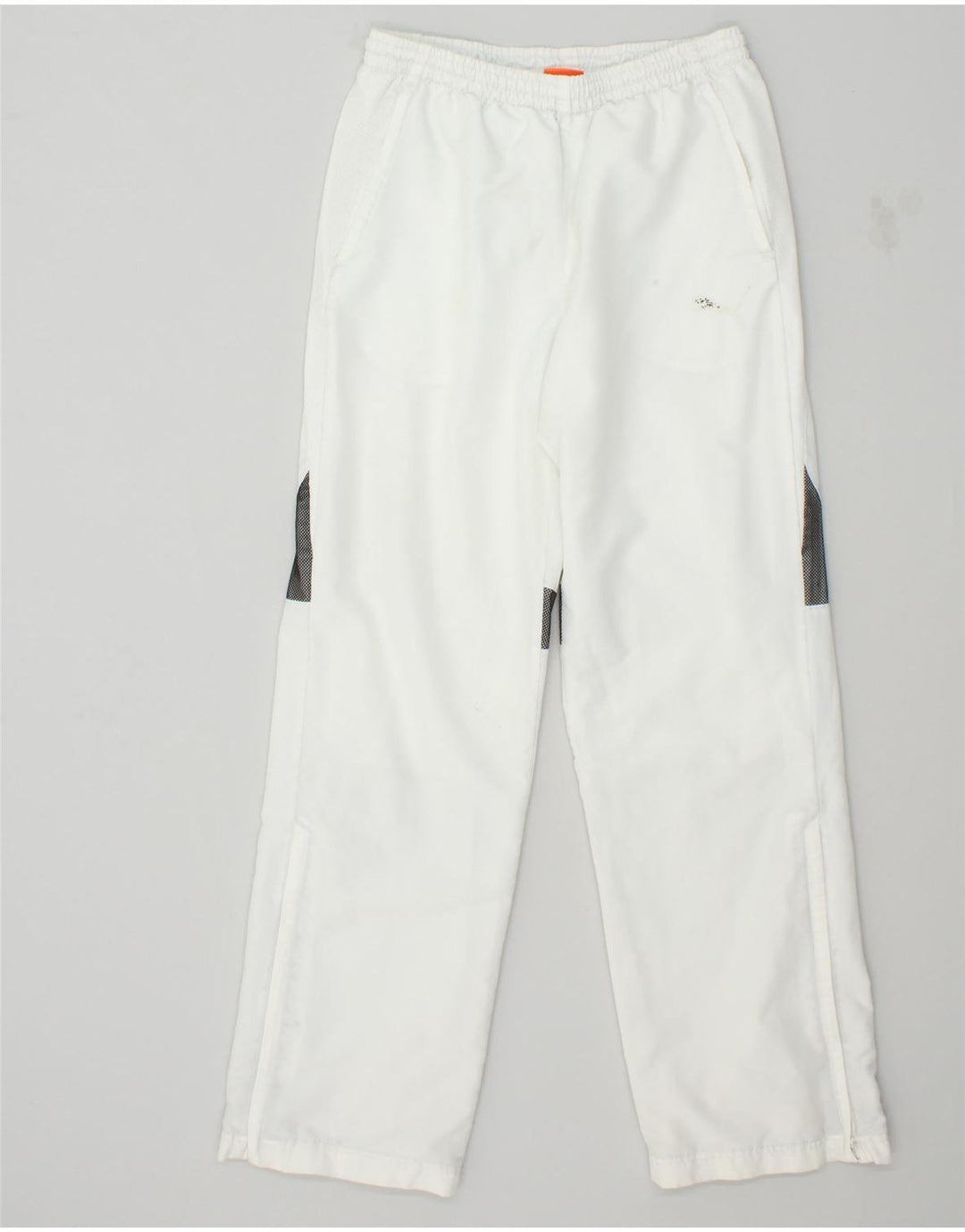 PUMA Mens Tracksuit Trousers Medium White Colourblock | Vintage Puma | Thrift | Second-Hand Puma | Used Clothing | Messina Hembry 