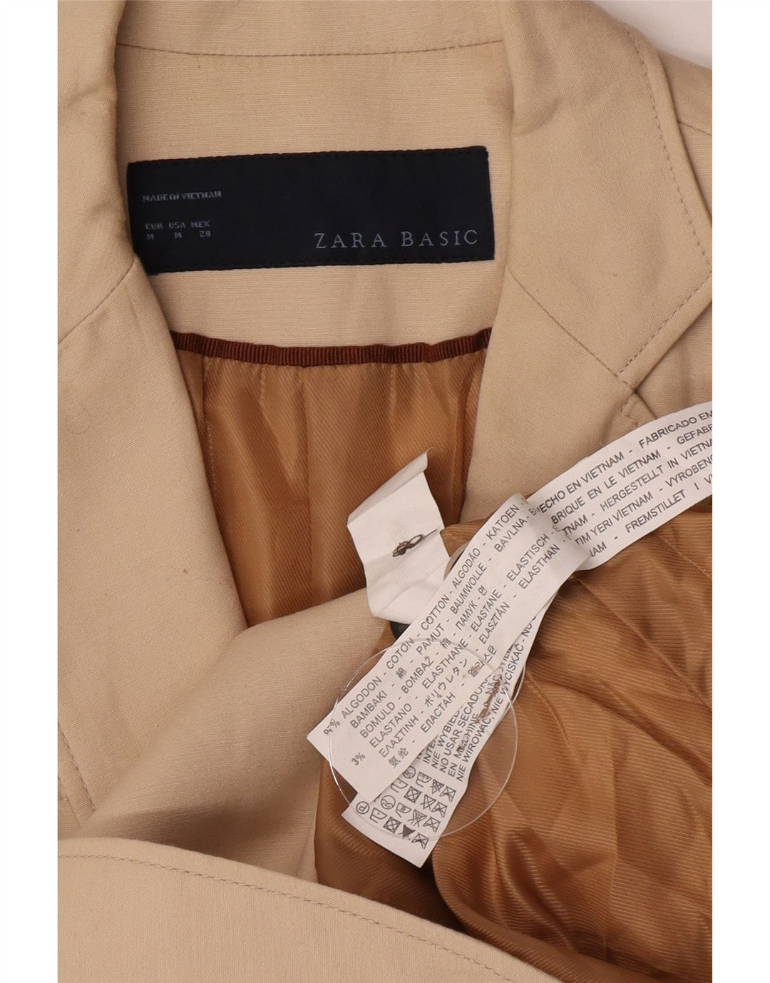 Giacca blazer a 2 bottoni da donna Zara UK 14 cotone beige medio