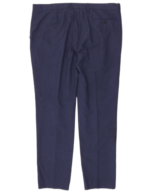 Pantaloni da abito da uomo Marks & Spencer super slim fit W38 L31 pied de poule blu
