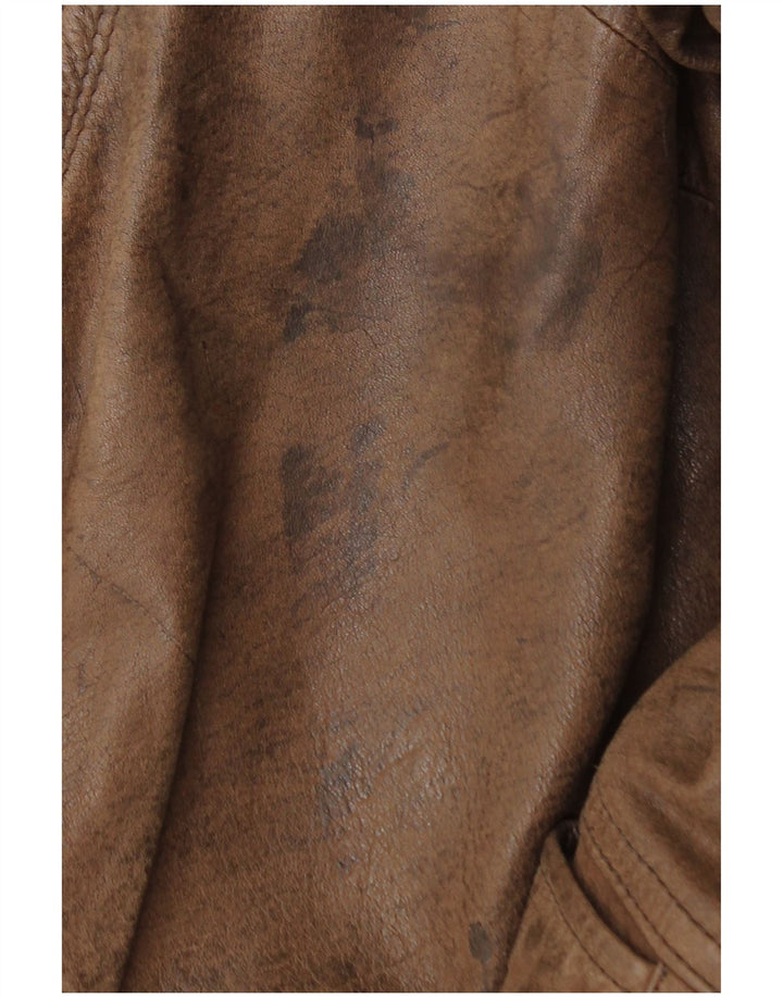 Giacca in pelle oversize da donna vintage EU 44 XL in pelle marrone