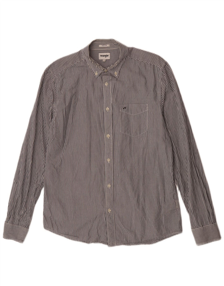 Camicia da uomo Wrangler vestibilità regolare in cotone gessato grigio medio