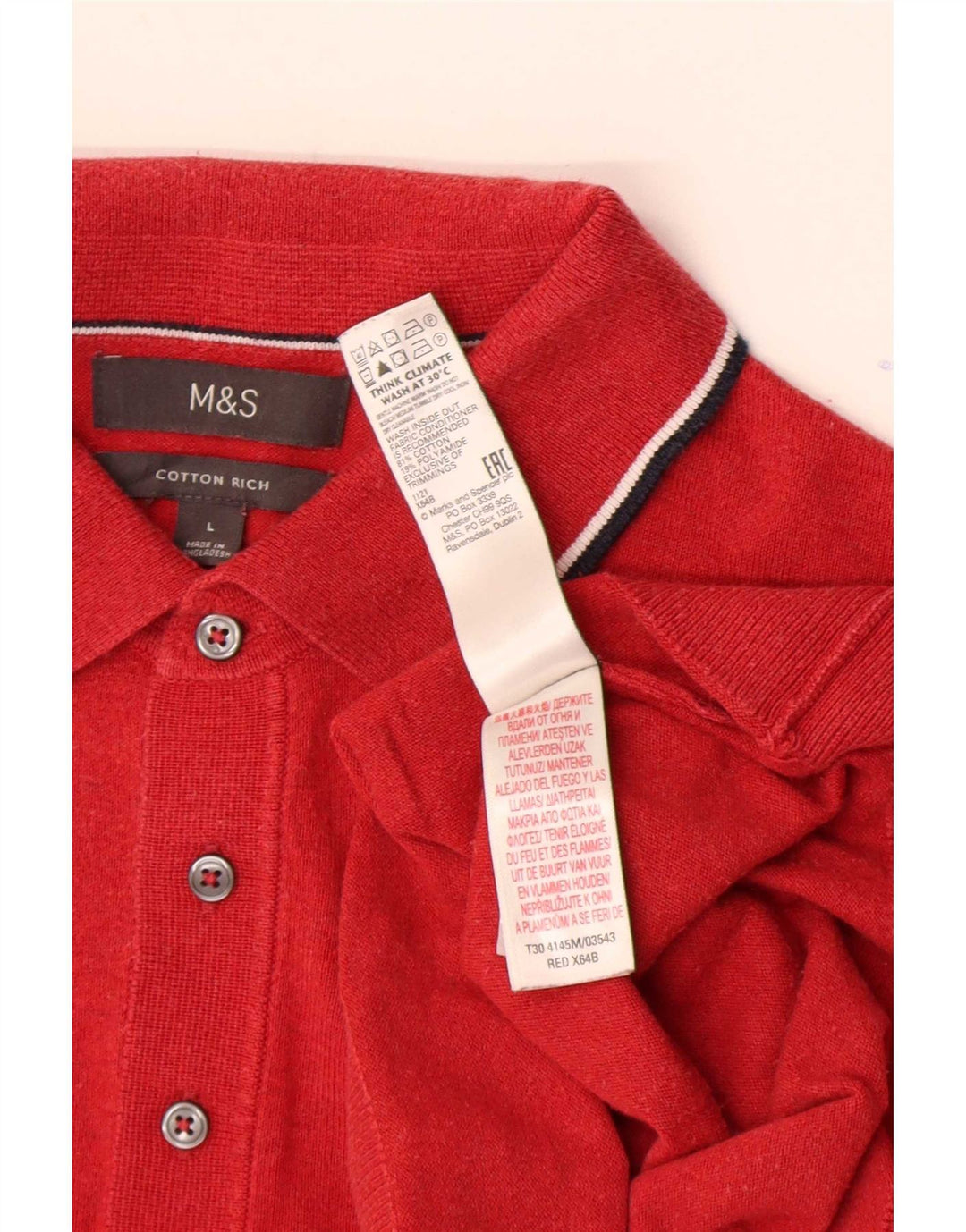Marks & Spencer Maglione da uomo con collo alto a righe rosse grandi