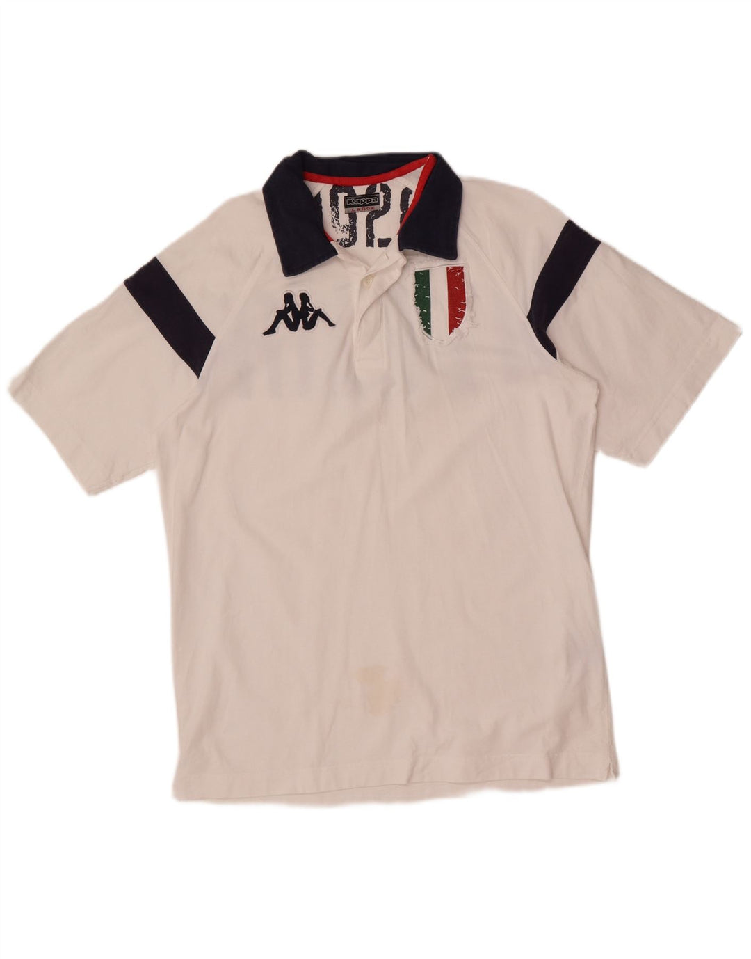 Polo grafica da uomo Kappa Large in cotone color block bianco