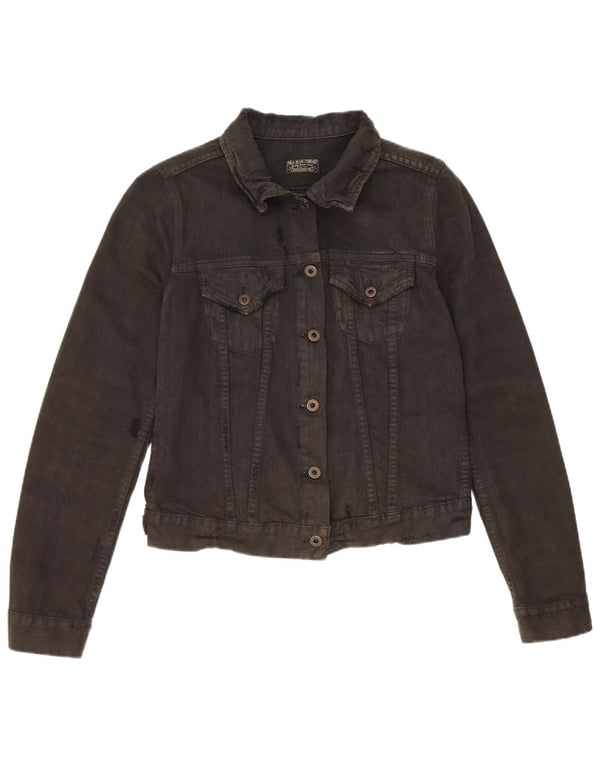 Polo Ralph Lauren Giacca in denim corto invecchiato da donna UK 14 medio nero