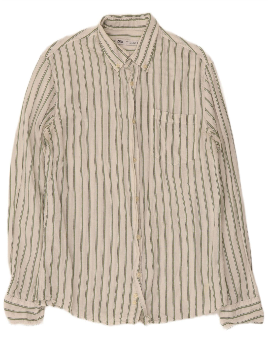 Camicia Zara da uomo in lino a righe bianche medie
