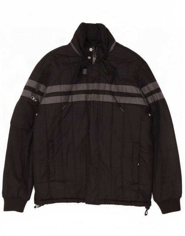 Giacca imbottita da uomo Armani Jeans IT 50 Large in poliestere a righe nere