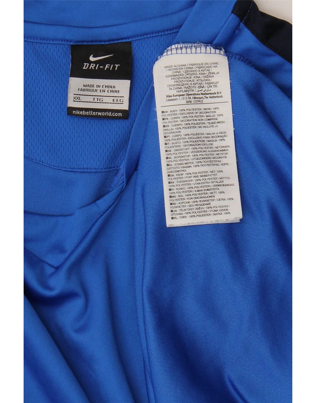 T-shirt da uomo Nike Dri Fit Top 2XL blu poliestere color block