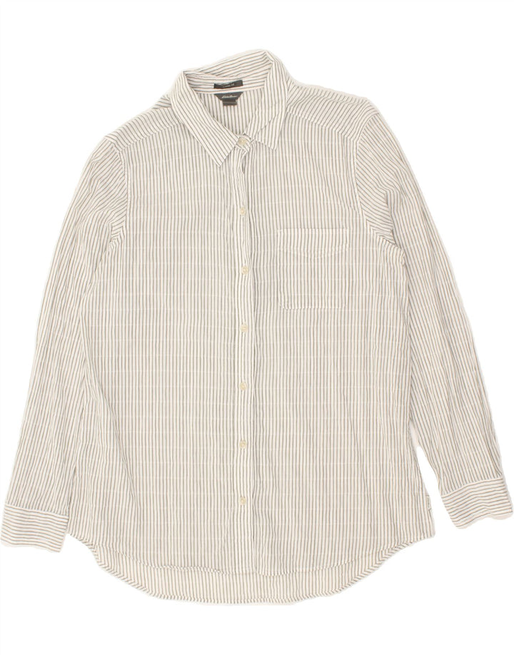 EDDIE BAUER Womens Classic Fit Shirt UK 14 Medium Grey Striped | Vintage Eddie Bauer | Thrift | Second-Hand Eddie Bauer | Used Clothing | Messina Hembry 