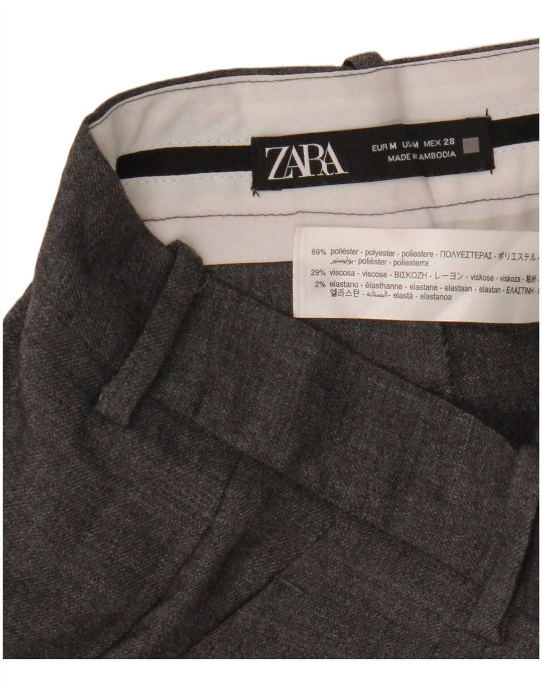 Pantaloni chino a gamba larga da donna Zara medi W28 L31 viscosa grigia