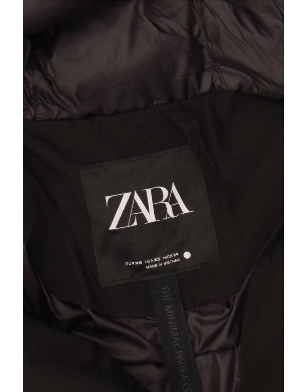 Soprabito oversize con cappuccio da donna ZARA UK 6 XS nylon nero