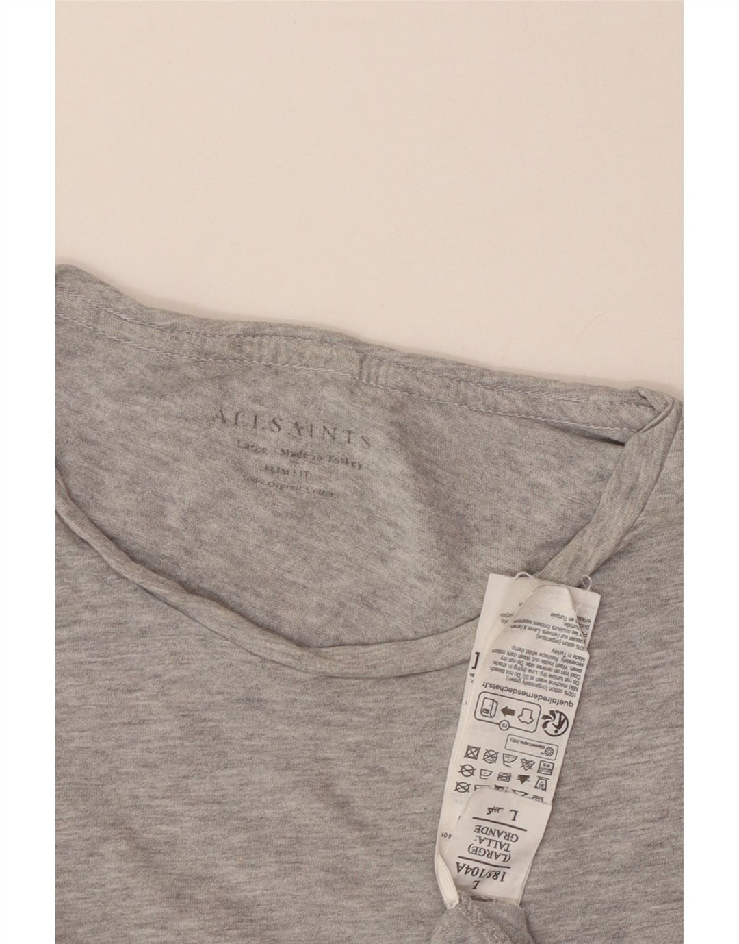 T-shirt da uomo slim fit All Saints, taglia grande, in cotone grigio