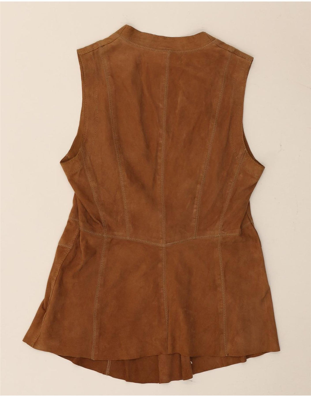 Gilet in pelle scamosciata da donna Gerry Weber UK 10 piccolo in pelle marrone