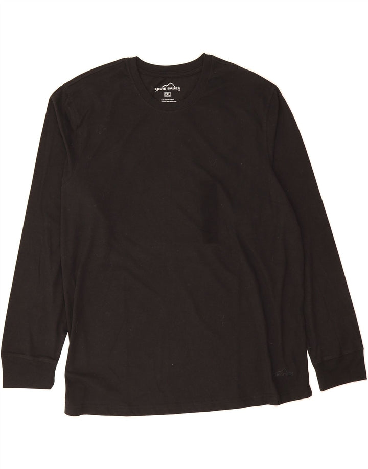 EDDIE BAUER Mens Top Long Sleeve 2XL Black Cotton Vintage Eddie Bauer and Second-Hand Eddie Bauer from Messina Hembry 