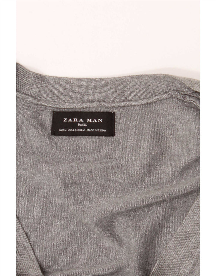 Maglione cardigan da uomo Zara grande grigio screziato