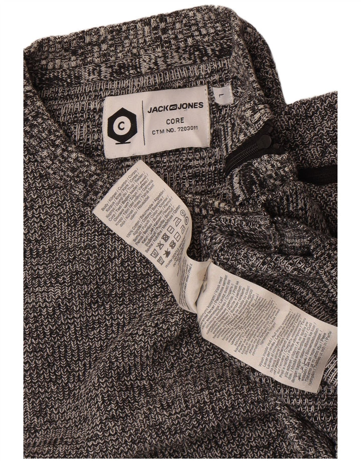 Maglione maglione girocollo da uomo Jack & Jones grande cotone chiazzato grigio