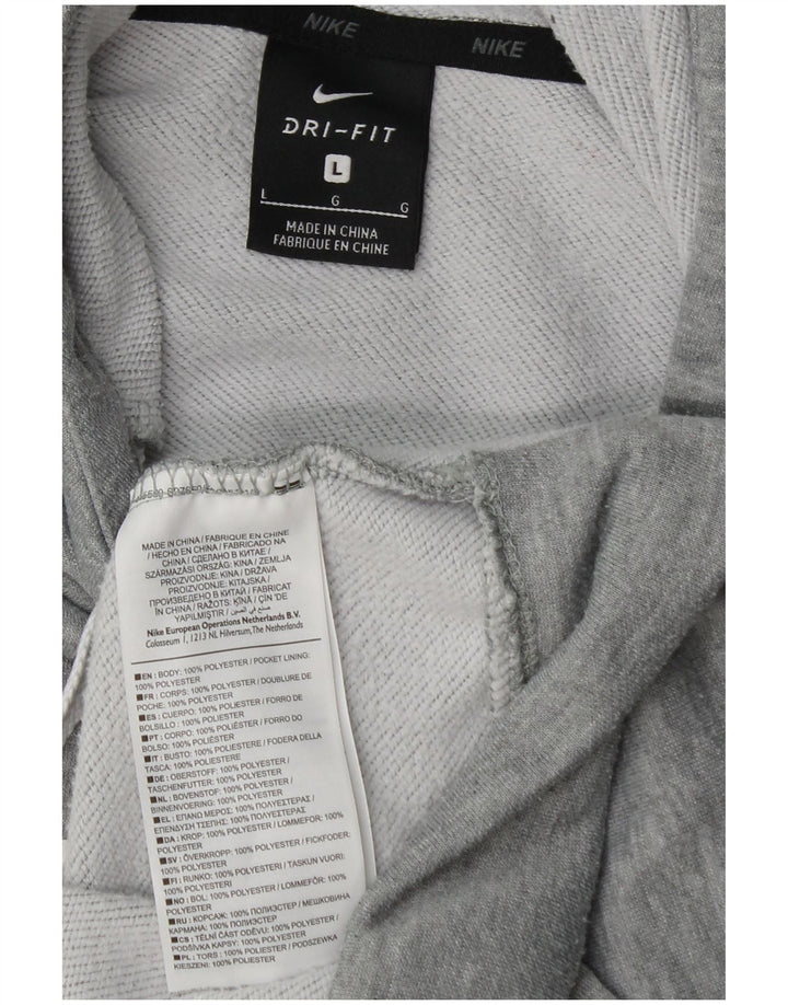 Felpa con cappuccio grafica Nike Dri Fit da uomo, grande, in poliestere chiazzato grigio