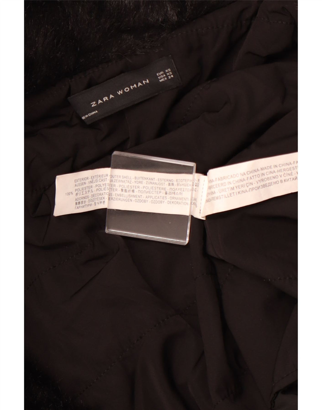Cappotto ZARA Donna UK 6 XS Nero Poliestere