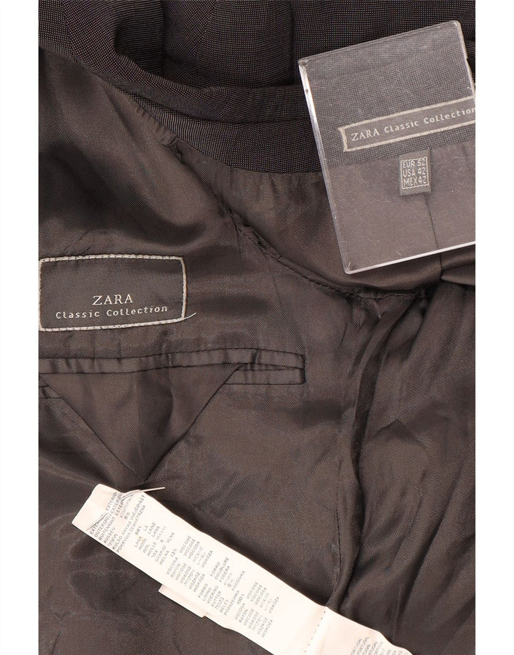 Giacca blazer da uomo a 3 bottoni Zara EU 52 grande lana grigia