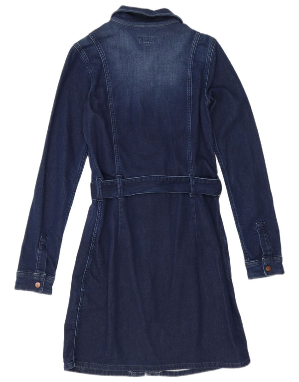 PEPE Jeans Abito camicia in denim a maniche lunghe indaco da donna UK 8 piccolo blu navy