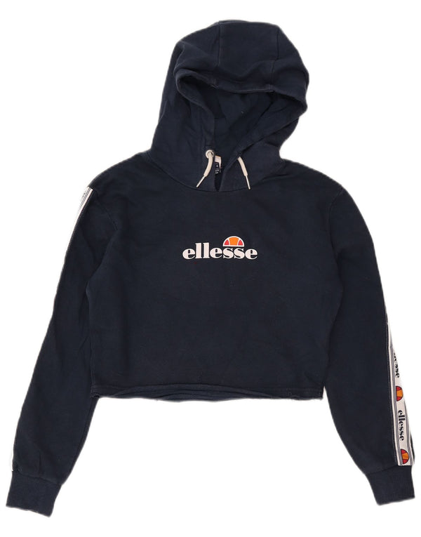 Maglione con cappuccio corto grafico da donna Ellesse UK 4 XS Blu navy Colourblock