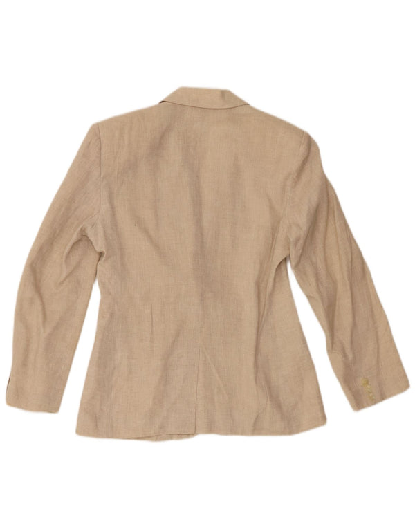 Giacca Blazer a 2 Bottoni da Donna Benetton IT 40 Small Beige Lino