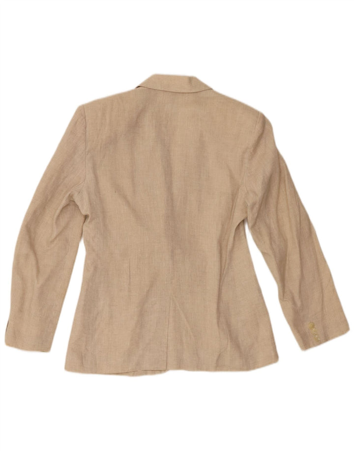 Giacca Blazer a 2 Bottoni da Donna Benetton IT 40 Small Beige Lino