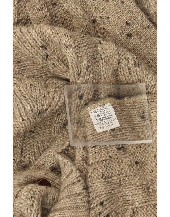 Maglione cardigan da uomo vintage XL in lana screziata beige
