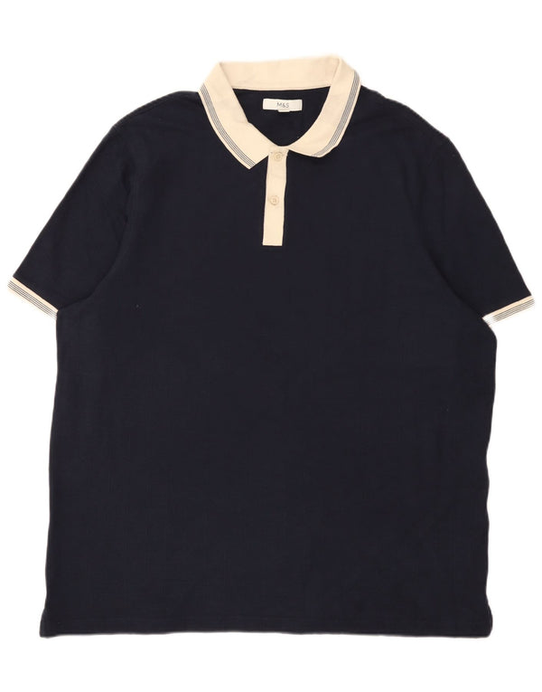 Polo da uomo Marks & Spencer 3XL cotone color block blu navy