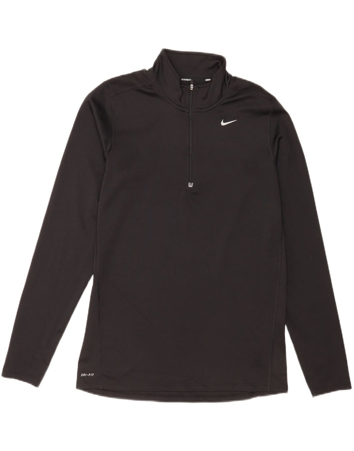Nike Maglia da corsa da uomo con zip e collo a maniche lunghe in poliestere nero medio
