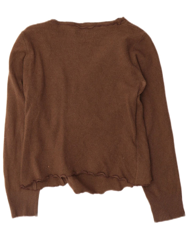 Maglione da donna con scollo a V corto Benetton UK 10 piccolo marrone