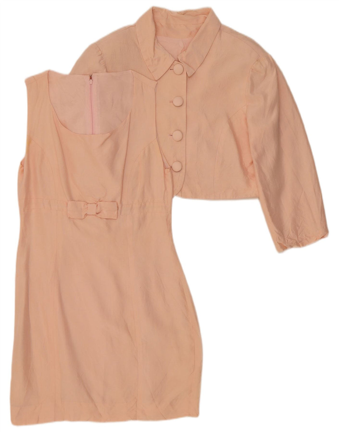 VINTAGE Womens 4 Button 2 Piece Set UK 12 Medium Pink