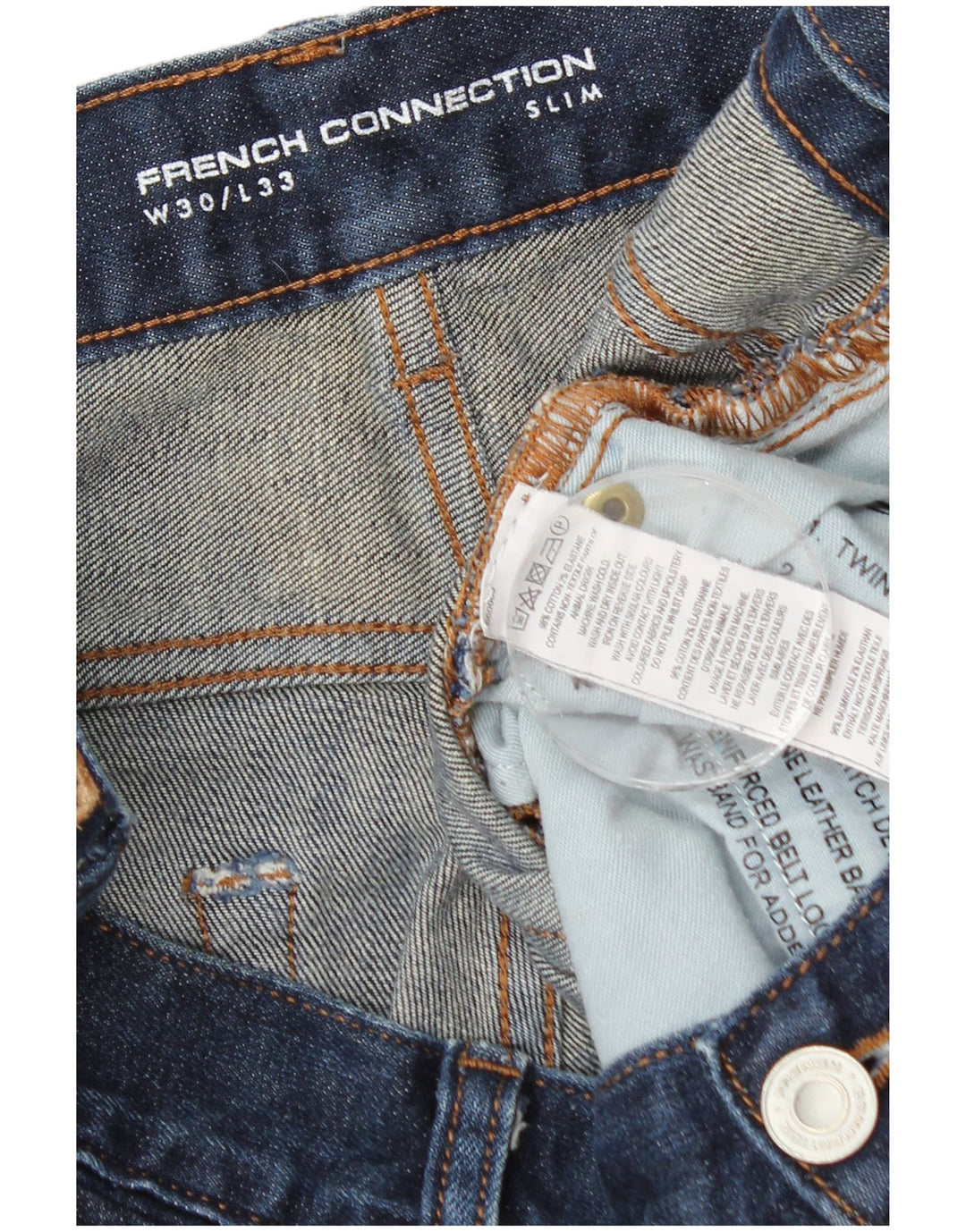 Jeans slim da uomo French Connection W30 L33 cotone blu navy