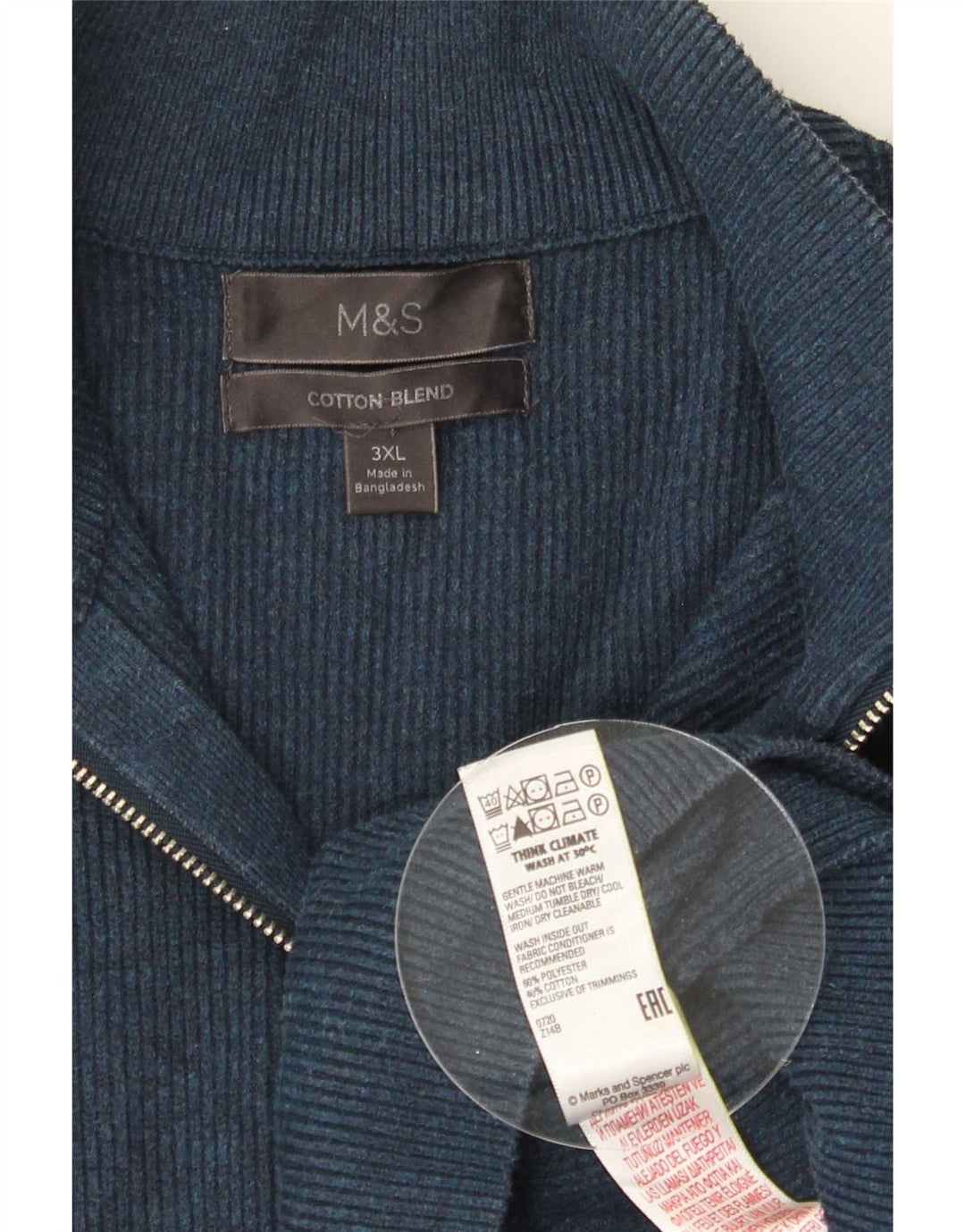 Maglione da uomo Marks & Spencer con zip e collo 3XL poliestere blu navy