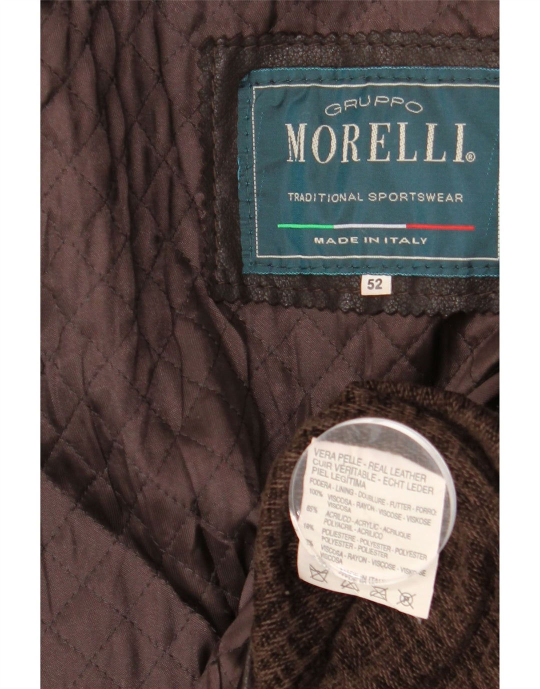Giacca in Pelle Uomo VINTAGE IT 52 XL Pelle Marrone