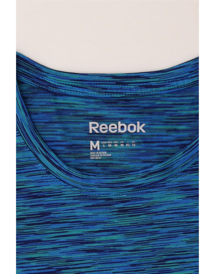 REEBOK Womens T-Shirt Top UK 12 Medium Blue Flecked Polyester Vintage Reebok and Second-Hand Reebok from Messina Hembry 