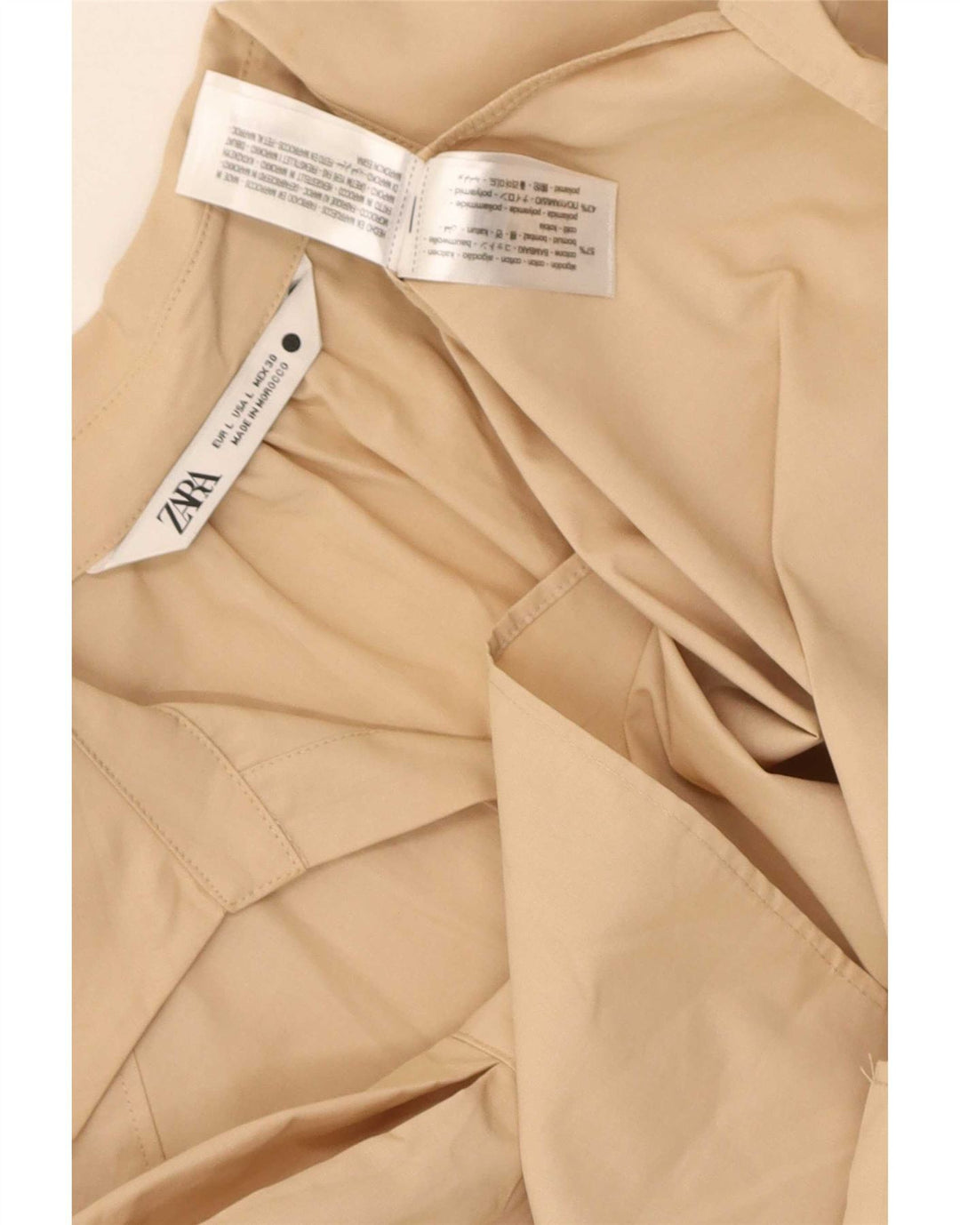 Camicetta da donna Zara Top UK 16 grande cotone beige