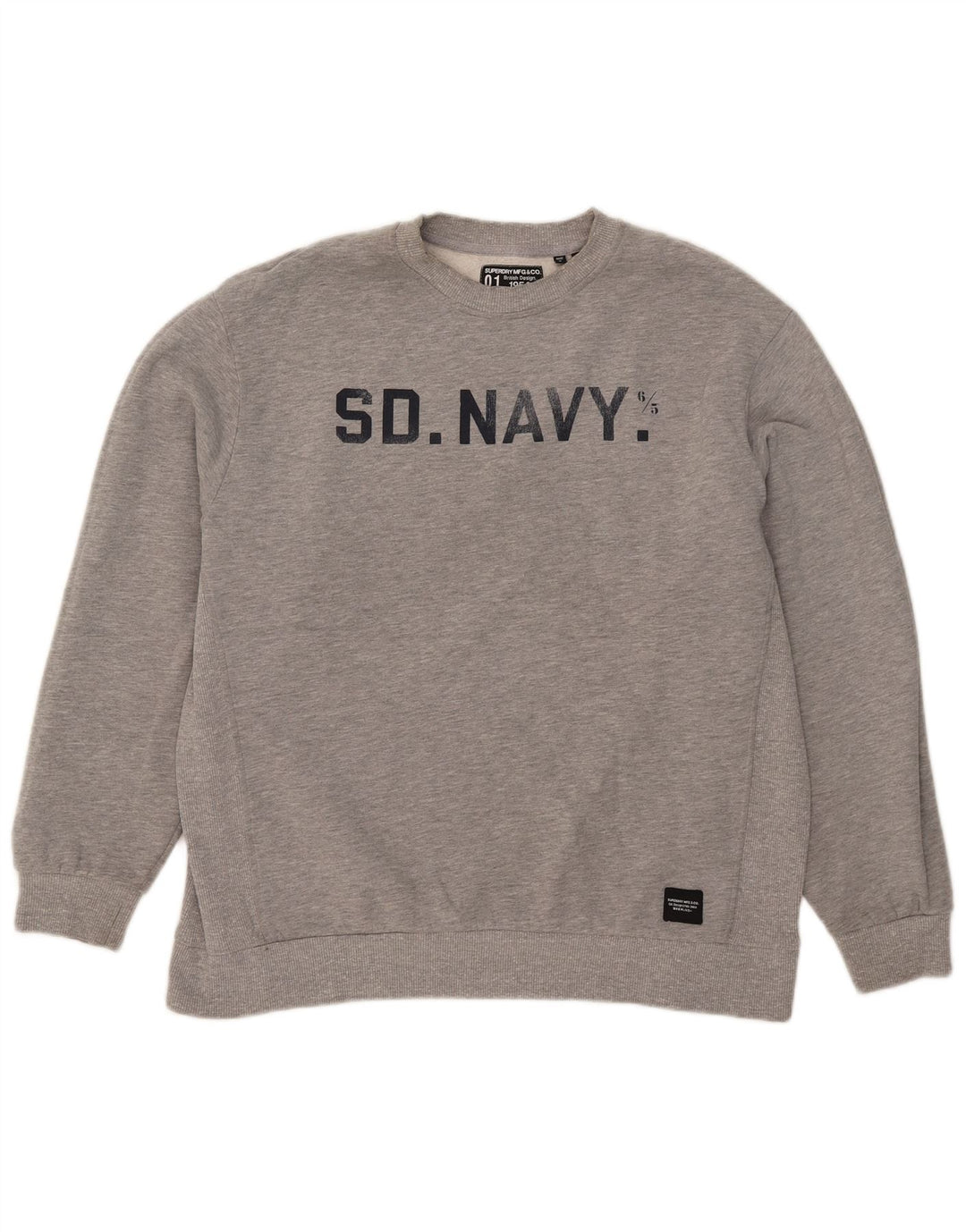 Felpa oversize con grafica da donna Superdry, maglione UK 14, cotone grigio grande