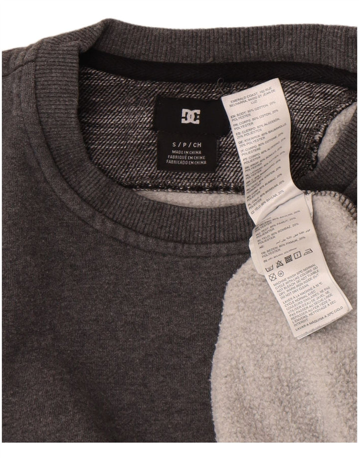 Felpa DC da uomo, piccola, in cotone color block grigio