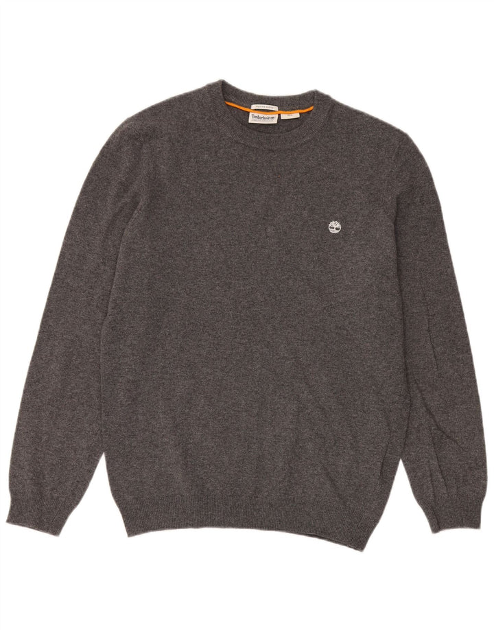 Maglione maglione girocollo da uomo Timberland in lana grigio medio