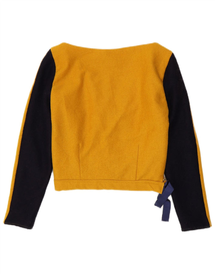 Top corto da donna vintage UK 10 piccolo giallo