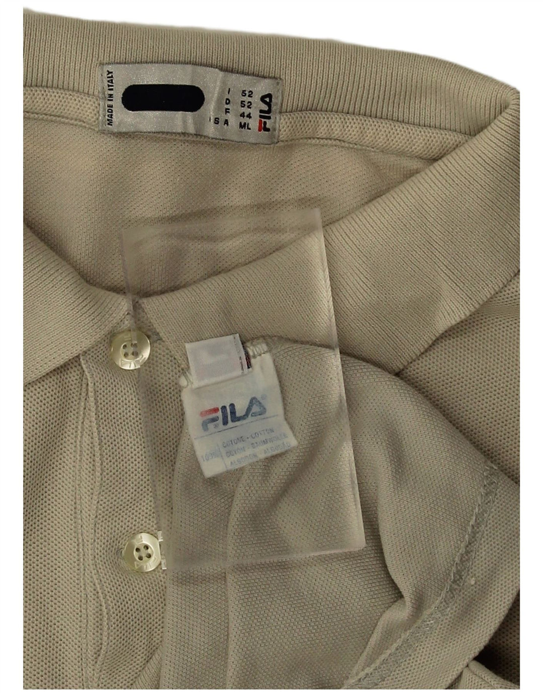 FILA Mens Polo Shirt IT 52 Large Beige Cotton