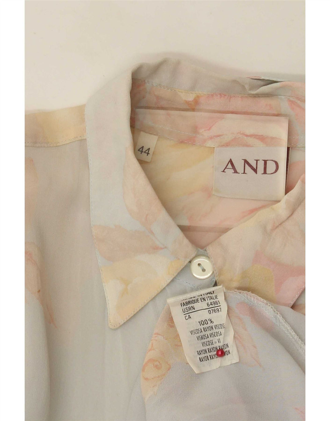 E Blusa Camicia Oversize da Donna IT 44 Viscosa Floreale Blu Medio