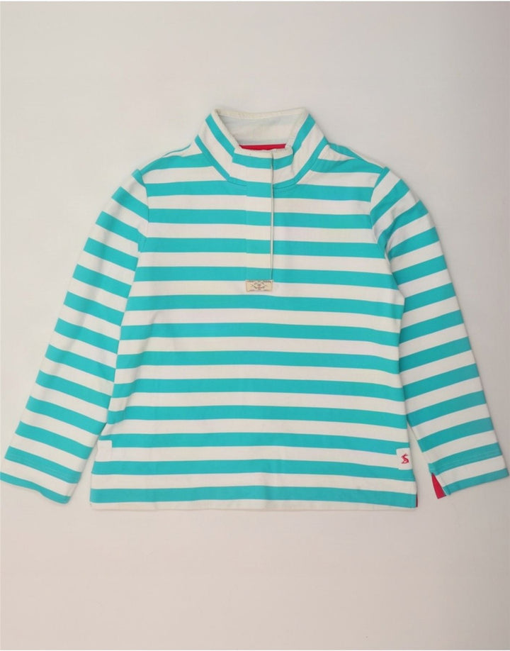 Joules Felpa da Donna con Collo a Bottone, Maglione UK 16, Grande, a Righe Turchesi
