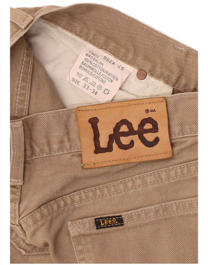 Jeans dritti da uomo Lee Brooklyn W33 L34 cotone beige