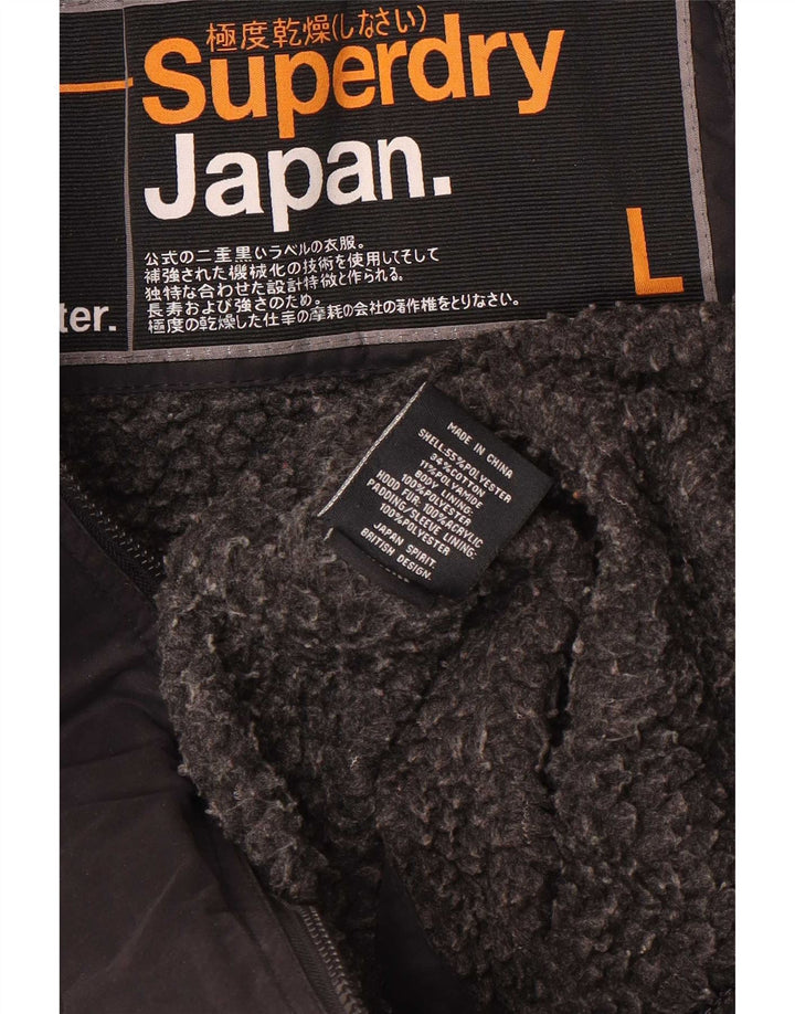 Giacca parka da donna con cappuccio Superdry UK 14 grande poliestere nero