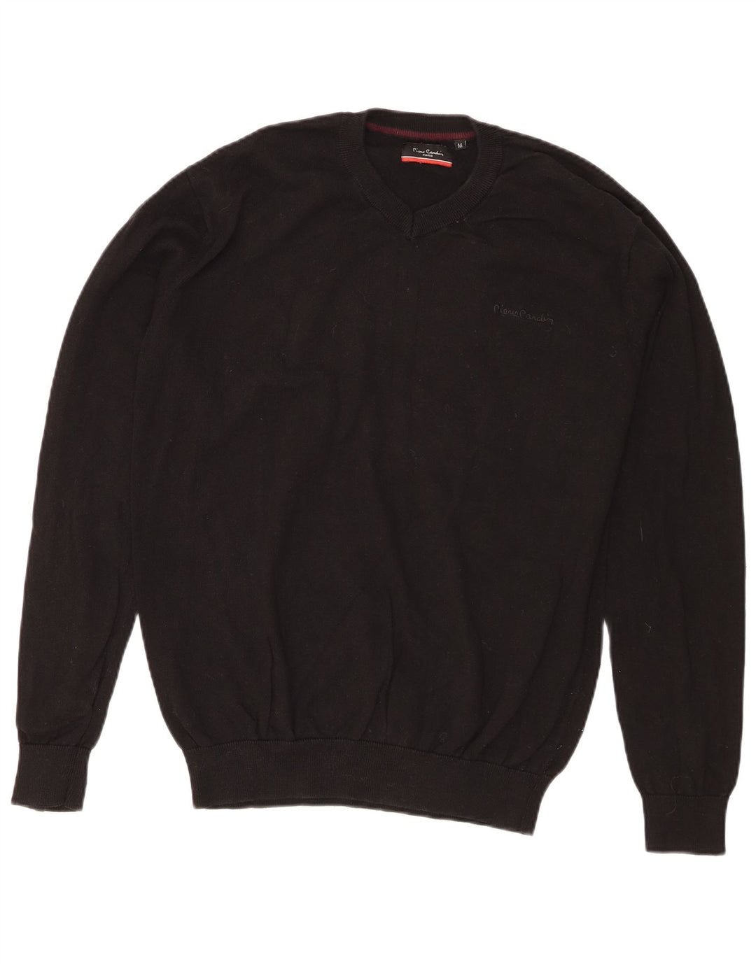Maglione da uomo con scollo a V vestibilità regolare Pierre Cardin cotone nero medio