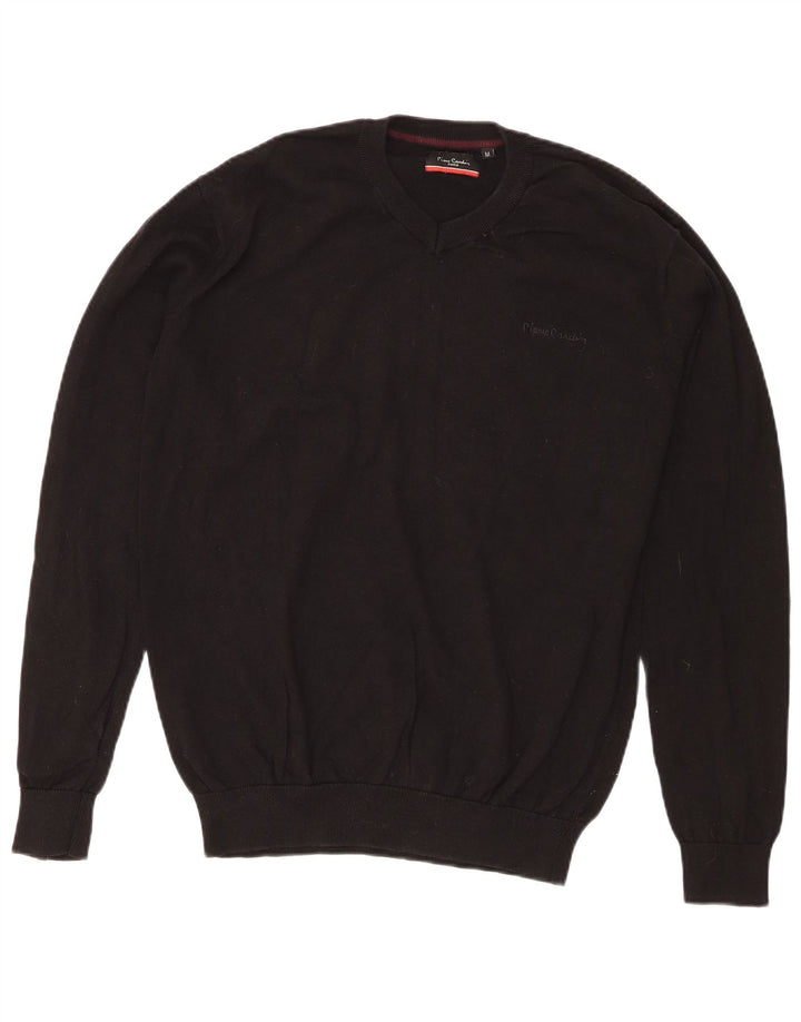 Maglione da uomo con scollo a V vestibilità regolare Pierre Cardin cotone nero medio